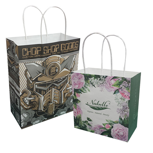 two kraft paper bags with handles