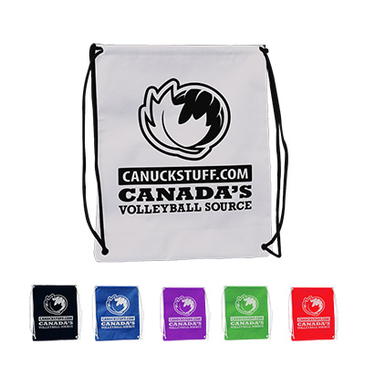 a group of colorful drawstring sports pack non-woven bags