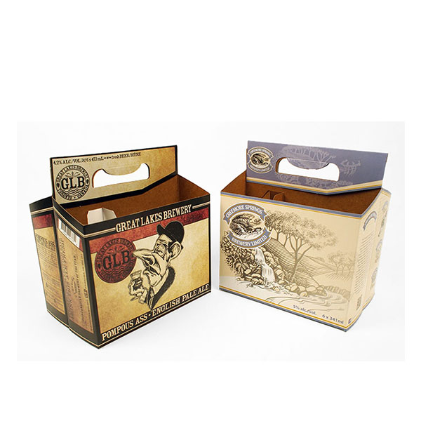 two beer bottle carrier boxes with handles